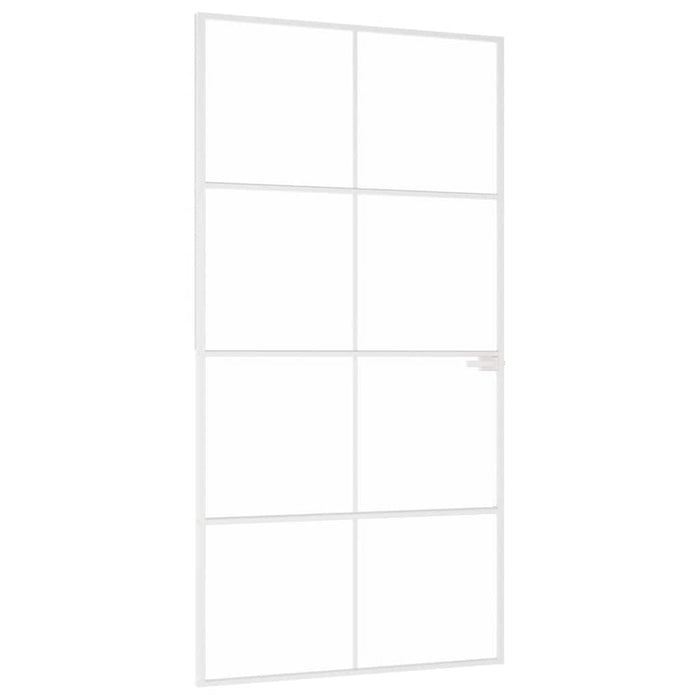 Porta Interna Bianca 102x201,5cm Vetro Temperato Alluminio Slim 153673