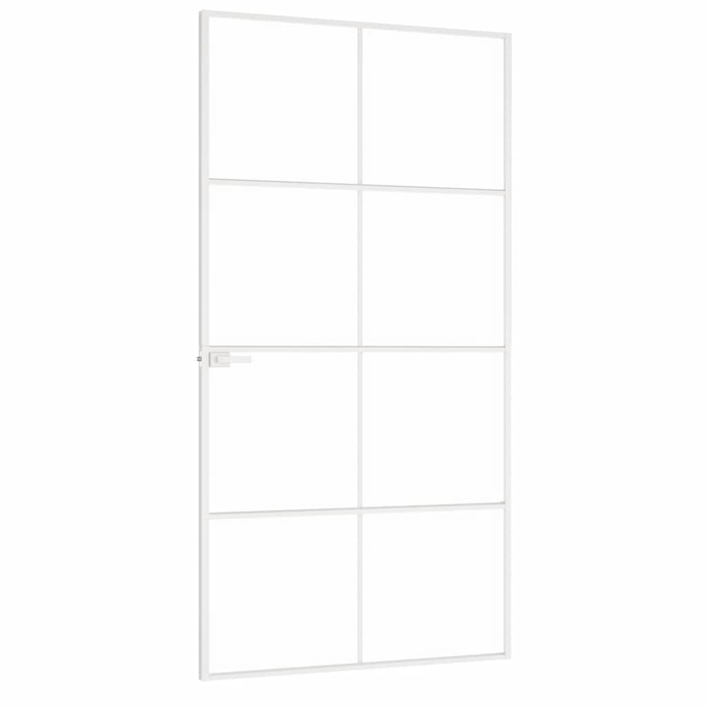 Porta Interna Bianca 102x201,5cm Vetro Temperato Alluminio Slim 153673