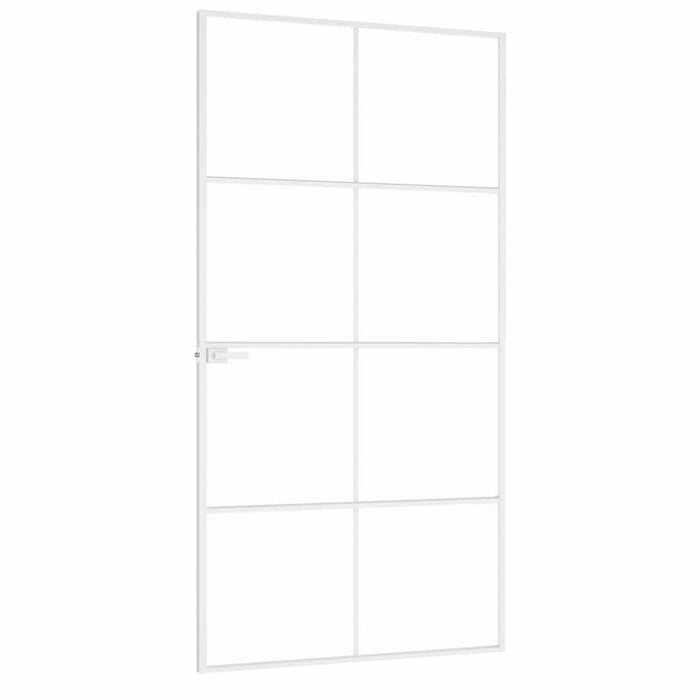 Porta Interna Bianca 102x201,5cm Vetro Temperato Alluminio Slim 153673