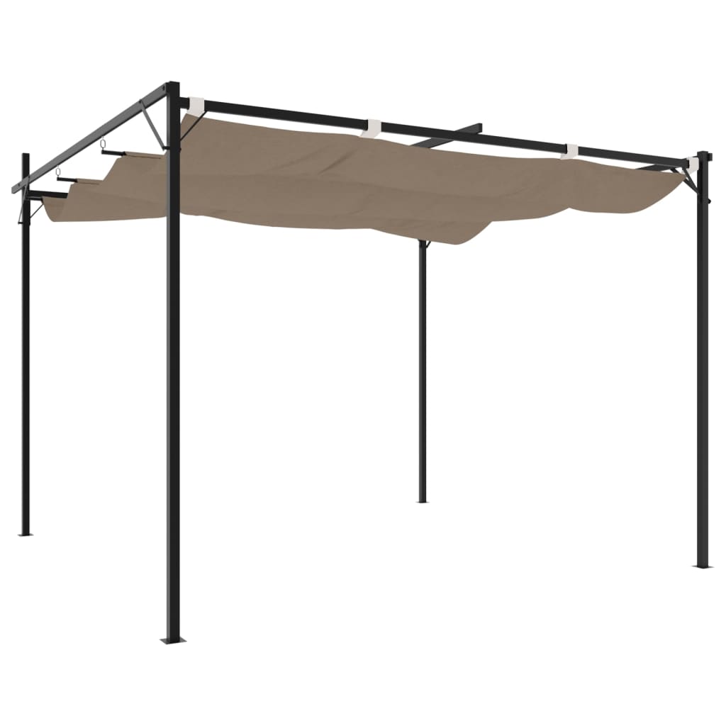 Pergola con Tetto Retrattile Tortora 295x292x230 cm 360115