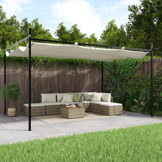 Pergola con Tetto Retrattile Crema 395x292x230 cm 360117