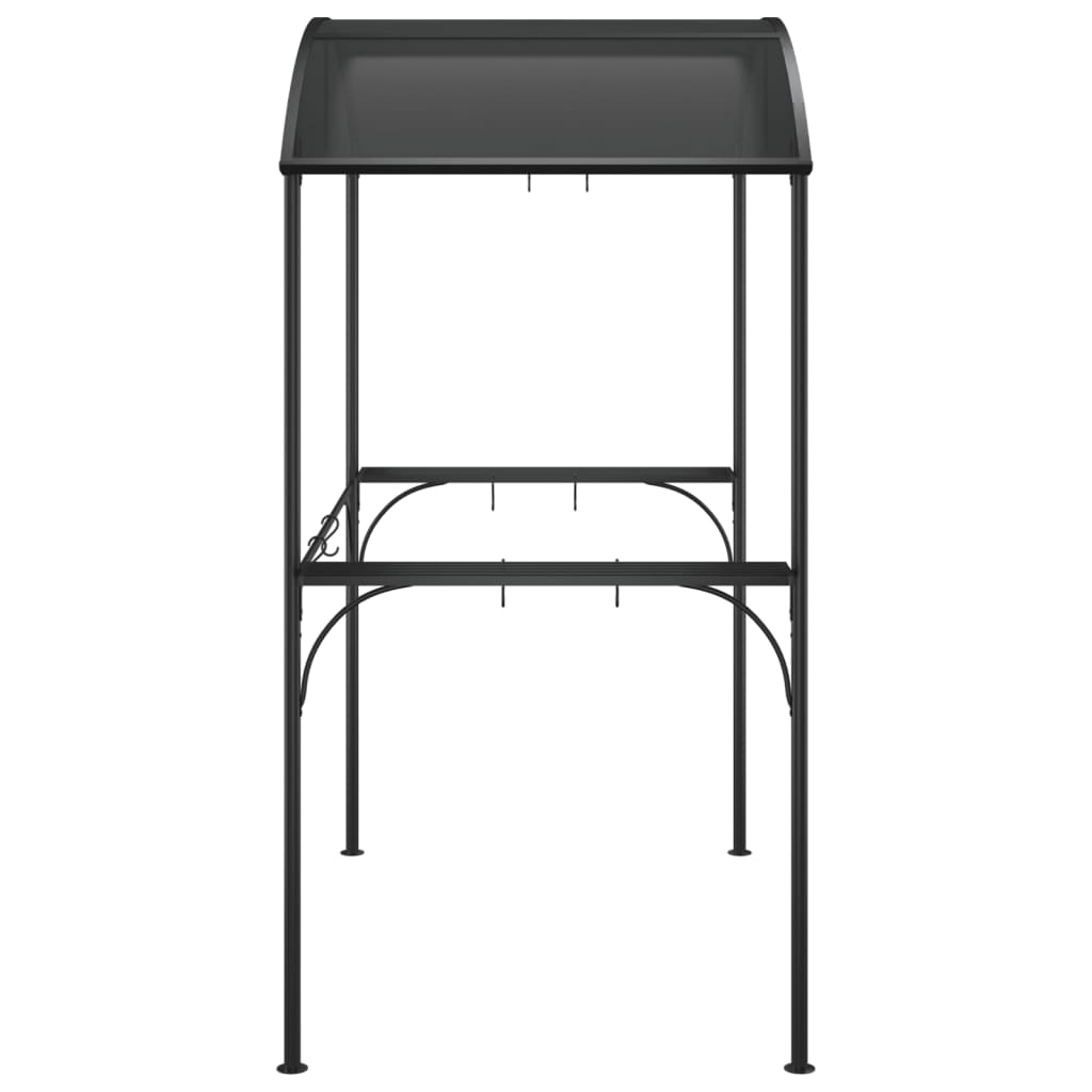 Gazebo Barbecue Ripiani Laterali Antracite 220x115x230 Acciaio 360138
