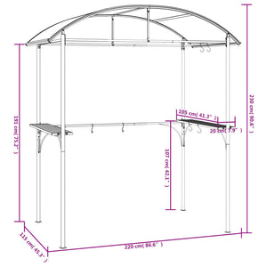 Gazebo Barbecue Ripiani Laterali Antracite 220x115x230 Acciaio 360138