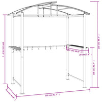 Gazebo Barbecue Ripiani Laterali Antracite 210x114x230 Acciaio 360139