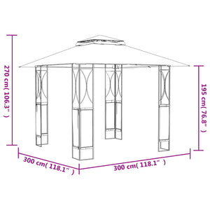 Gazebo con Tetto Antracite 300x300x270 cm Acciaio 360141