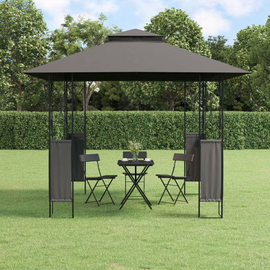 Gazebo con Tetto Antracite 300x300x270 cm Acciaio 360141