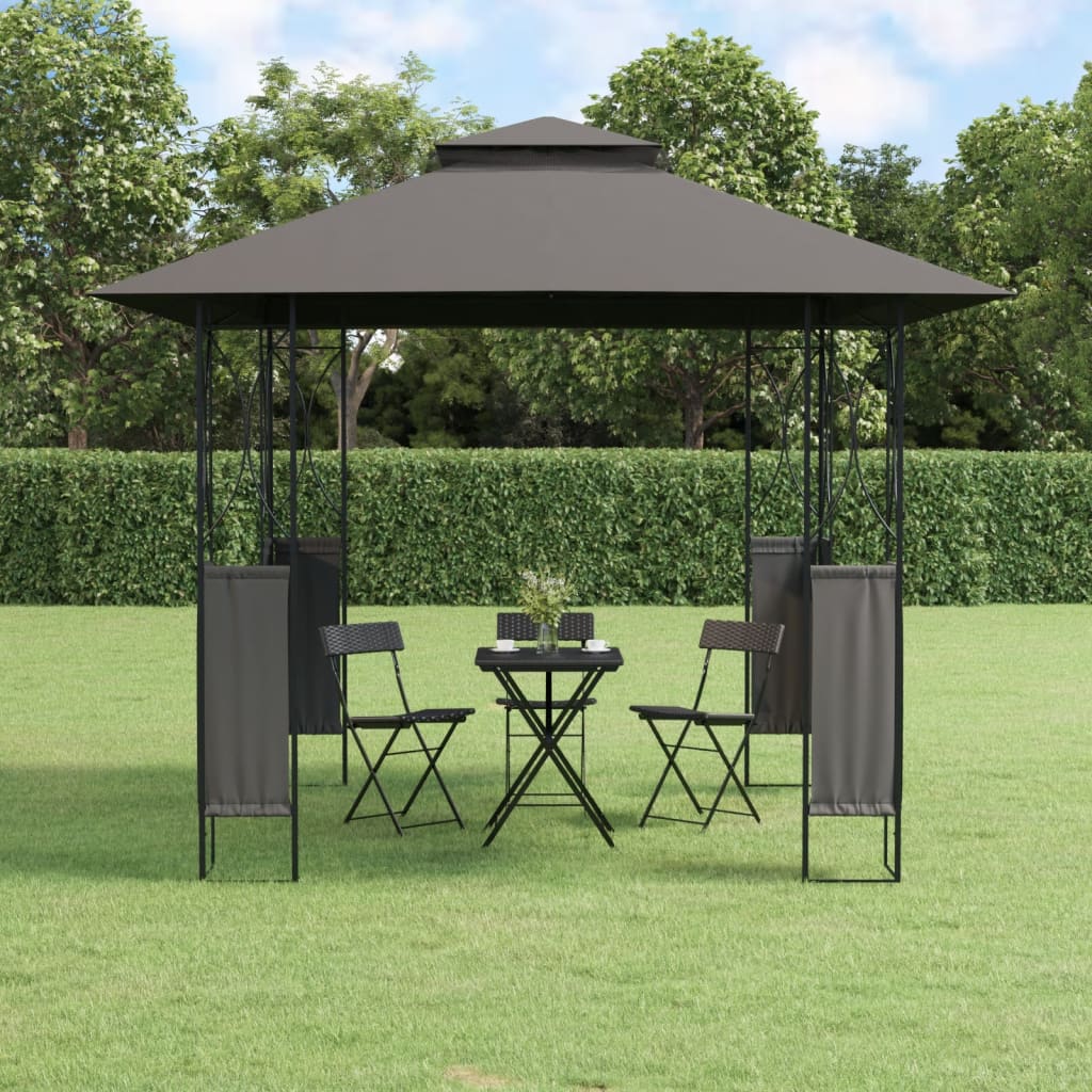 Gazebo con Tetto Antracite 300x300x270 cm Acciaiocod mxl 117974