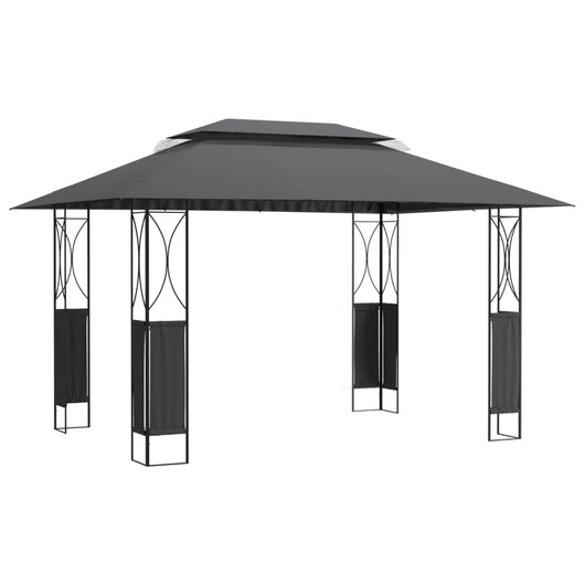 Gazebo con Tetto Antracite 400x300x270 cm Acciaio 360142