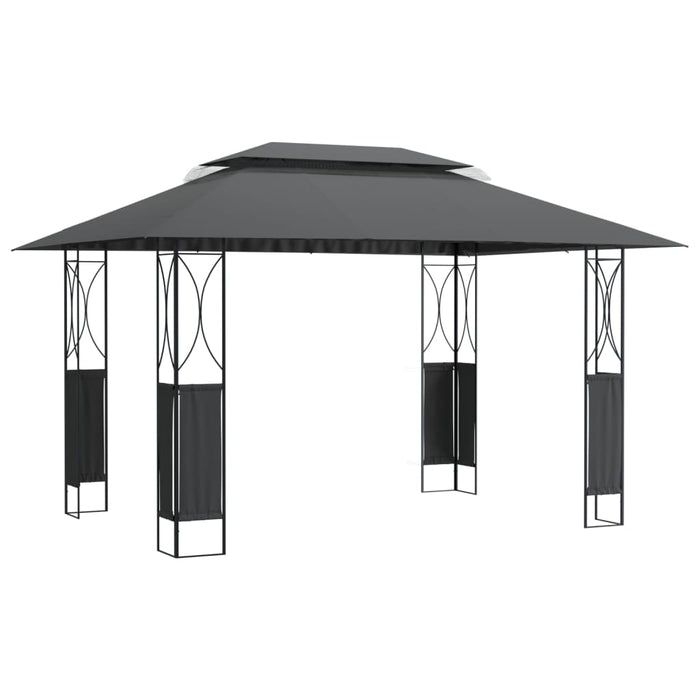 Gazebo con Tetto Antracite 400x300x270 cm Acciaio