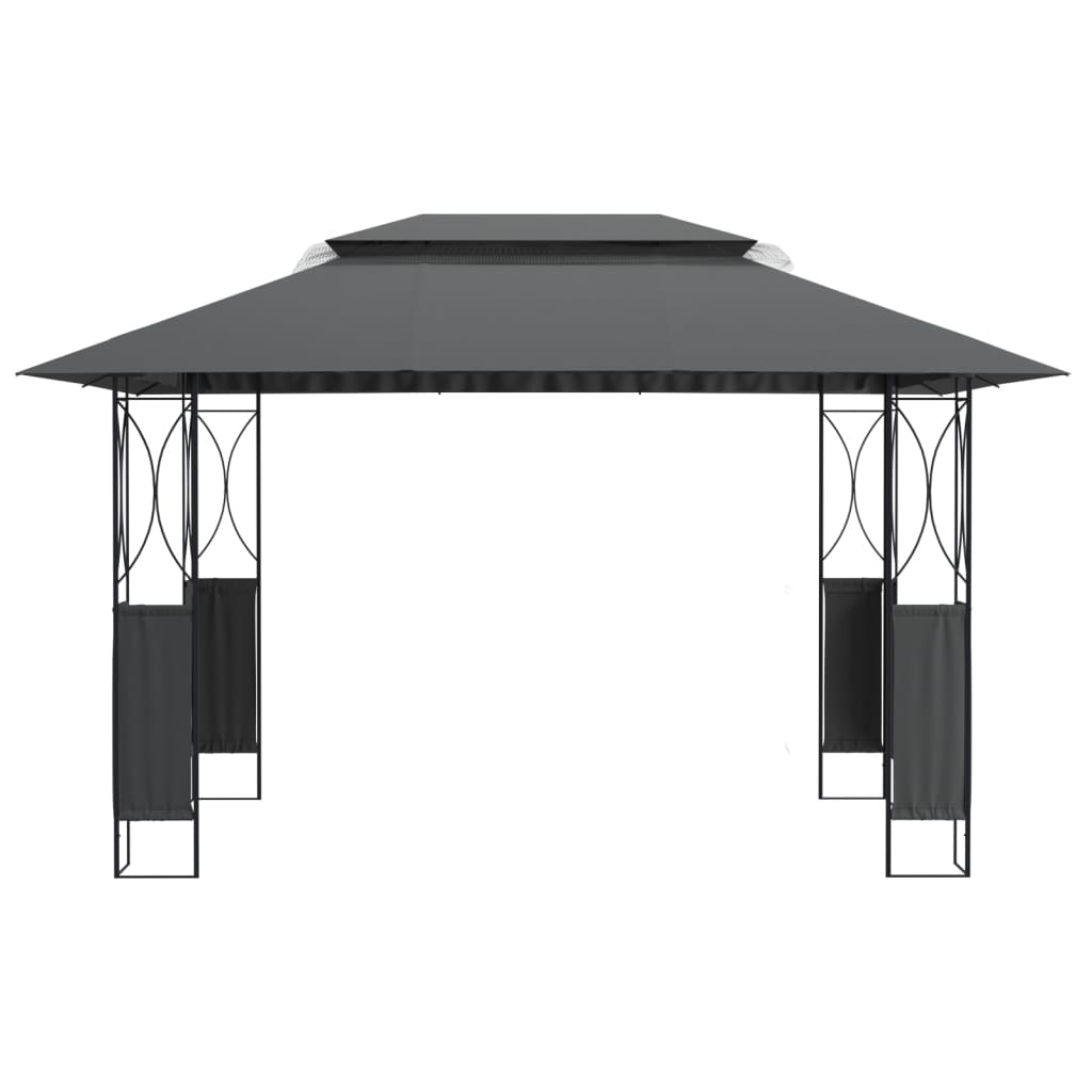 Gazebo con Tetto Antracite 400x300x270 cm Acciaio 360142
