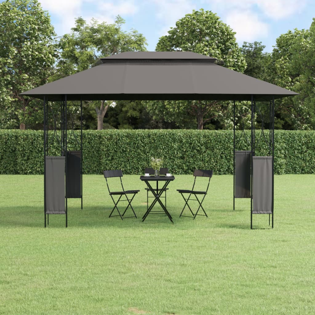 Gazebo con Tetto Antracite 400x300x270 cm Acciaio 360142