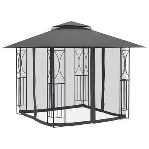 Gazebo con Pareti Laterali Antracite 300x300x270 cm Acciaio 360143