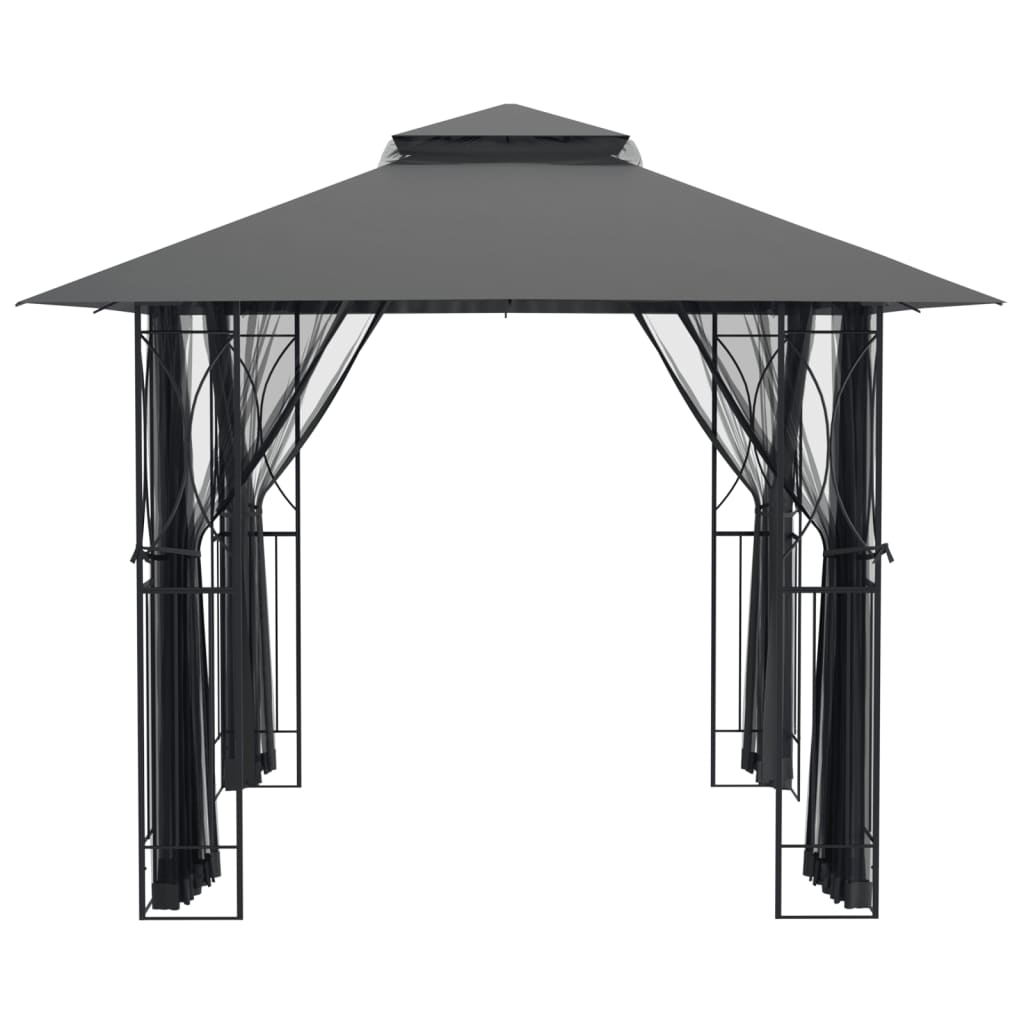 Gazebo con Pareti Laterali Antracite 300x300x270 cm Acciaio 360143