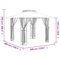 Gazebo con Pareti Laterali Antracite 300x300x270 cm Acciaio 360143