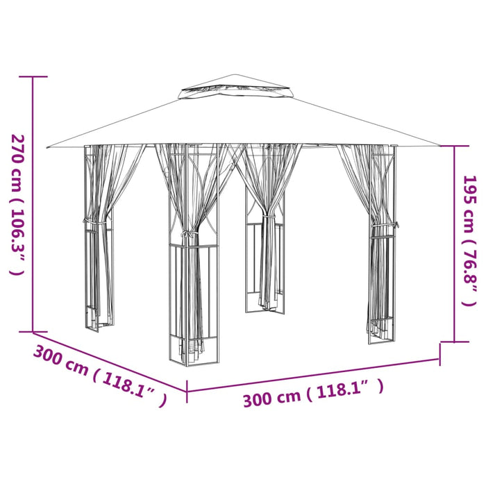 Gazebo con Pareti Laterali Antracite 300x300x270 cm Acciaio 360143