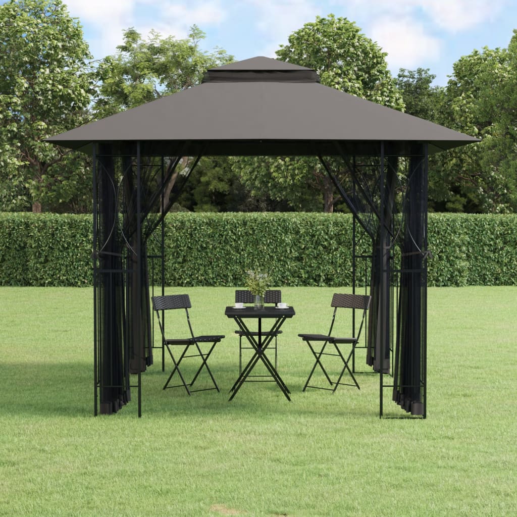 Gazebo con Pareti Laterali Antracite 300x300x270 cm Acciaiocod mxl 117446