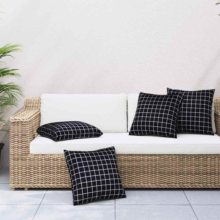 Cuscini Scatter a scacchi 4 pcs Quadro Nero 40 x 40 cm 360375