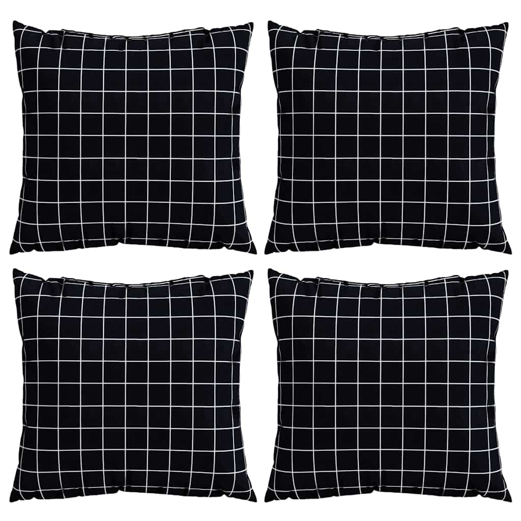 Cuscini Scatter a scacchi 4 pcs Quadro Nero 40 x 40 cm 360375