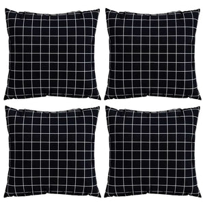 Cuscini Scatter a scacchi 4 pcs Quadro Nero 50 x 50 cm 360397