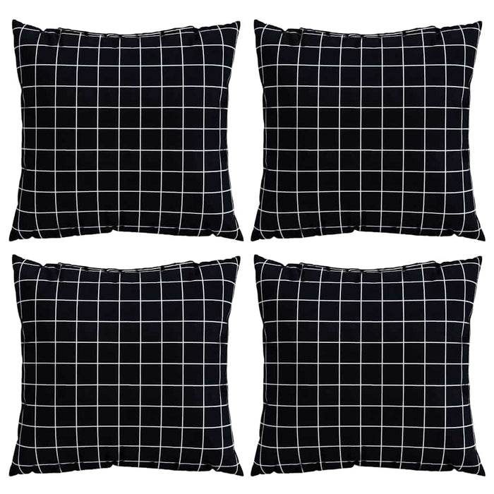 Cuscini Scatter a scacchi 4 pcs Quadro Nero 50 x 50 cm 360397