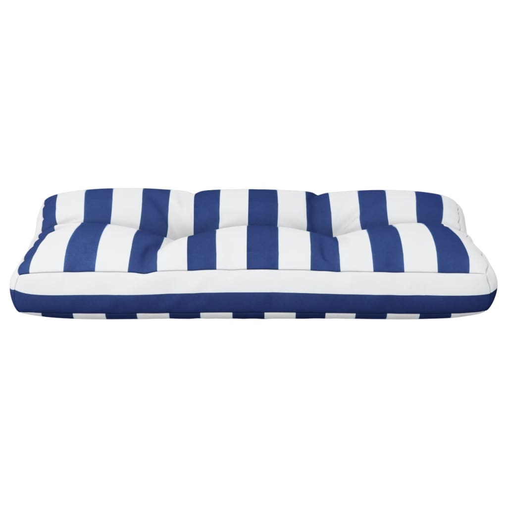Cuscino per Pallet Strisce Bianche e Blu 70x40x12 cm in Tessuto 360594