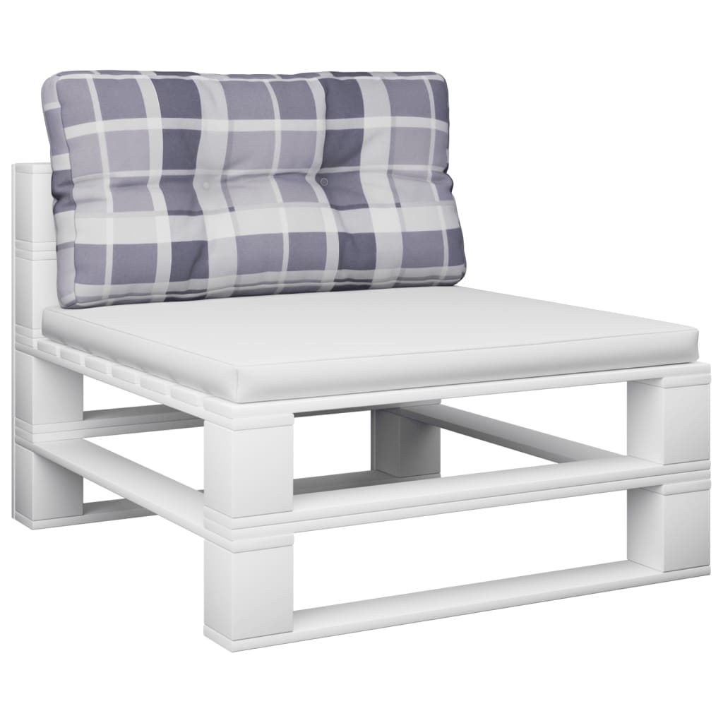 Cuscino per Pallet a Quadri Grigi 80x40x12 cm in Tessuto 360615