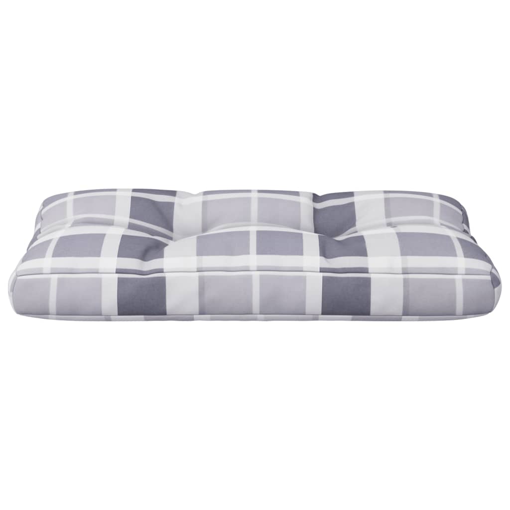 Cuscino per Pallet a Quadri Grigi 80x40x12 cm in Tessuto 360615