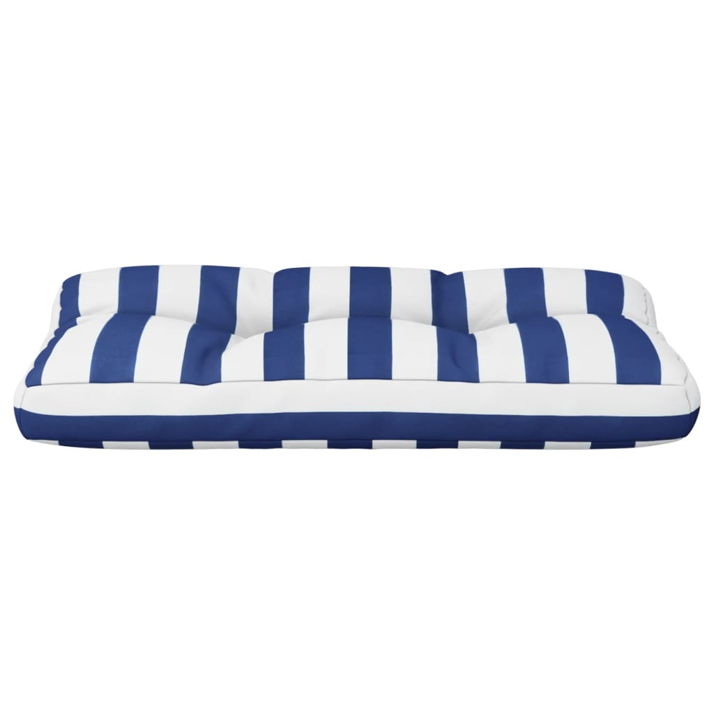 Cuscino per Pallet Strisce Bianche e Blu 80x40x12 cm in Tessuto 360616