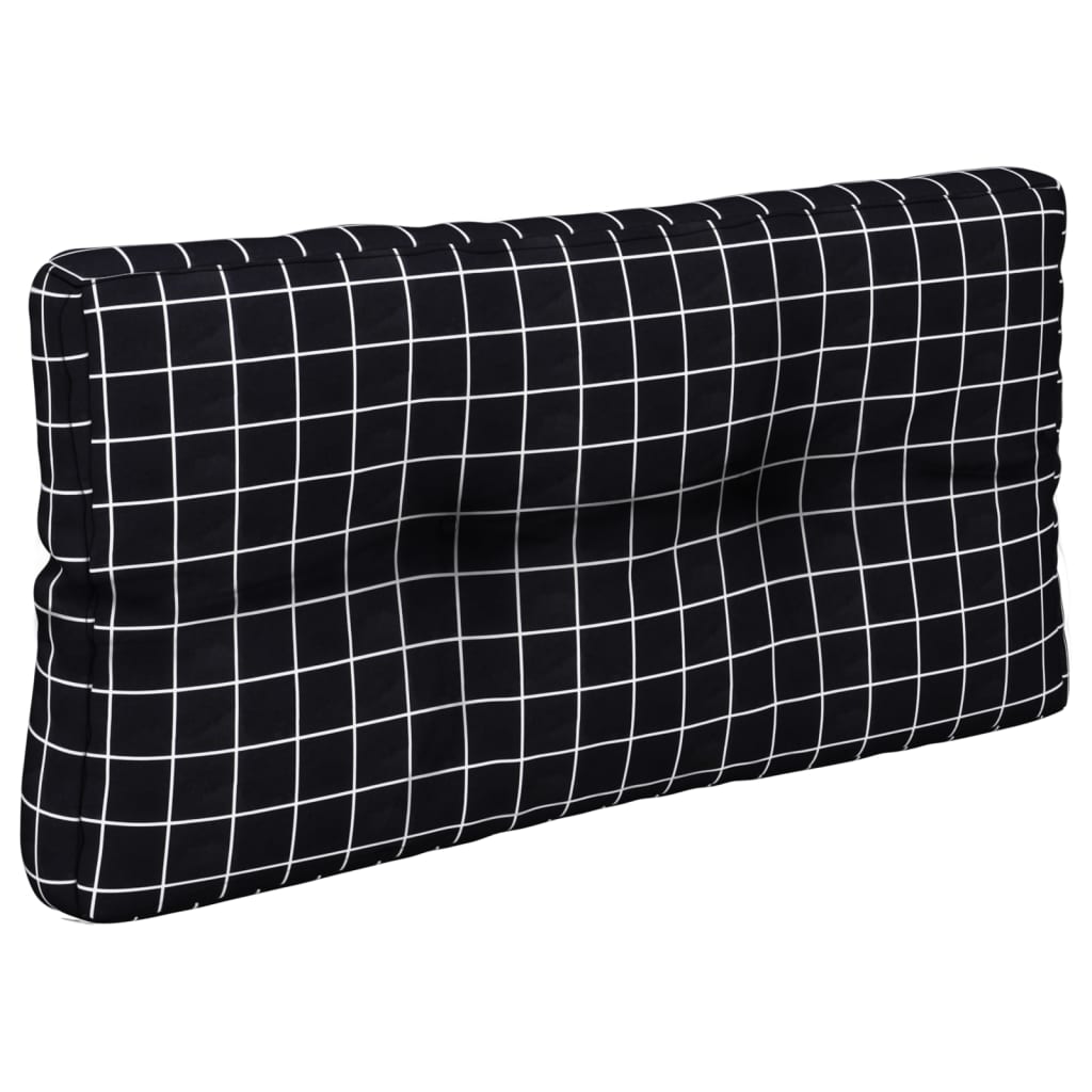Cuscino per Pallet Motivo a Quadri Nero 80x40x12 cm in Tessuto 360617