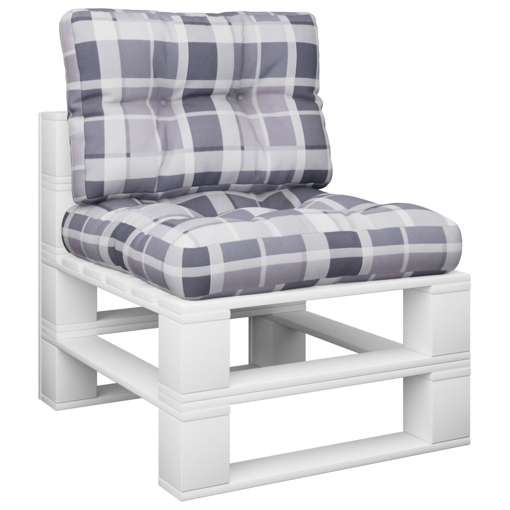 Cuscini per Pallet 2 pz Grigi a Quadri in Tessuto 360659