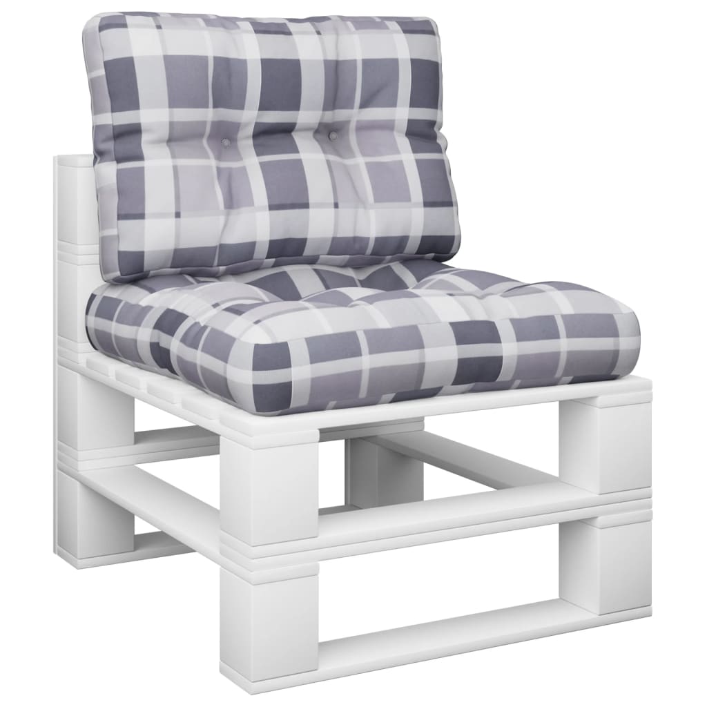 Cuscini per Pallet 2 pz Grigi a Quadri in Tessuto 360681