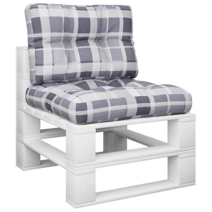 Cuscini per Pallet 2 pz Grigi a Quadri in Tessuto 360681