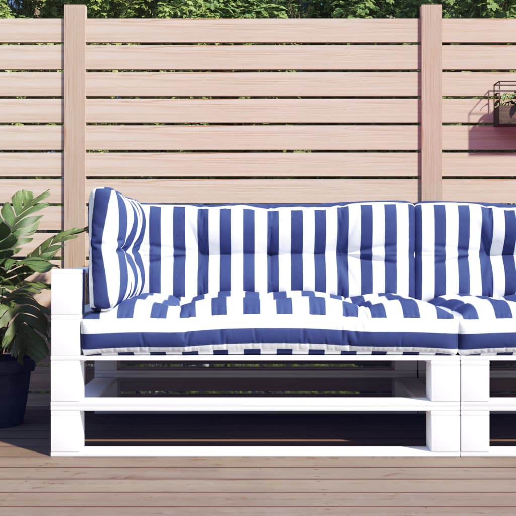 Cuscini per Pallet 3 pz Strisce Blu e Bianche in Tessutocod mxl 94355