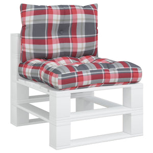 Cuscini per Pallet 2 pz Rossi a Quadri in Tessuto 360847