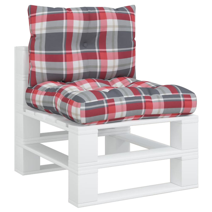 Cuscini per Pallet 2 pz Rossi a Quadri in Tessuto 360847