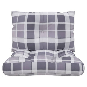 Cuscini per Pallet 2 pz Grigi a Quadri in Tessuto 360848