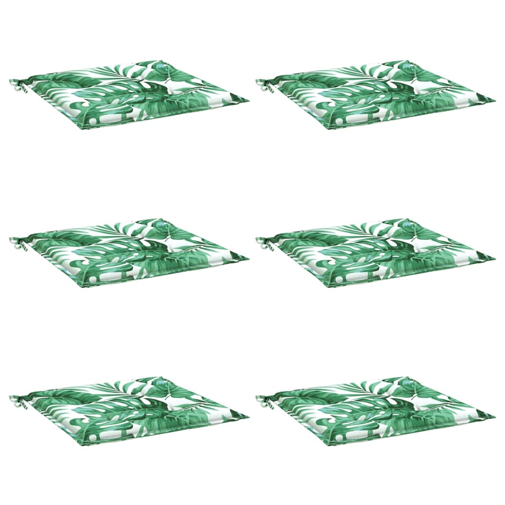 Cuscini per Sedia 6 pz Motivo a Foglie 40x40x3 cm Tessuto 361004