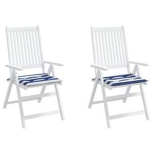 Cuscini per Sedia 2 pz Strisce Bianche e Blu 40x40x3 cm Tessuto 361011