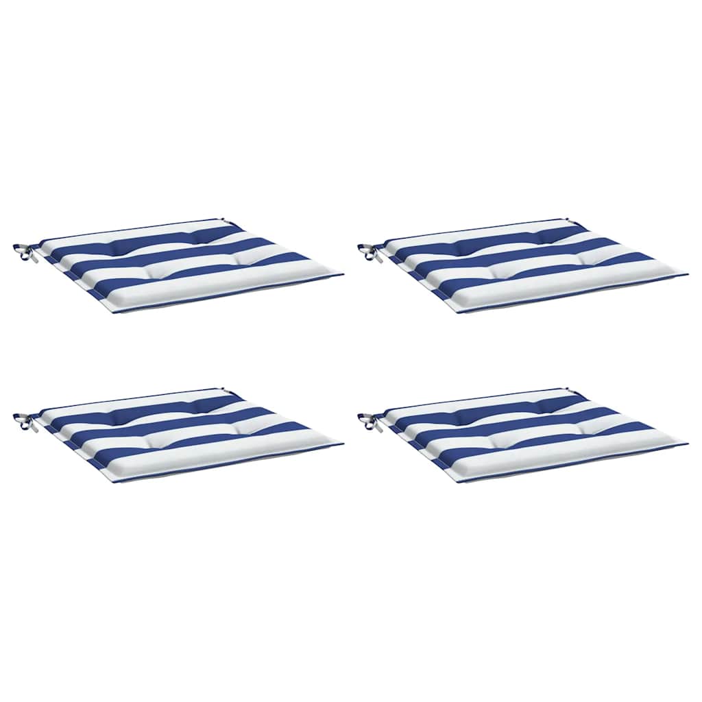 Cuscini per Sedia 4 pz Strisce Bianche e Blu 40x40x3 cm Tessutocod mxl 70438