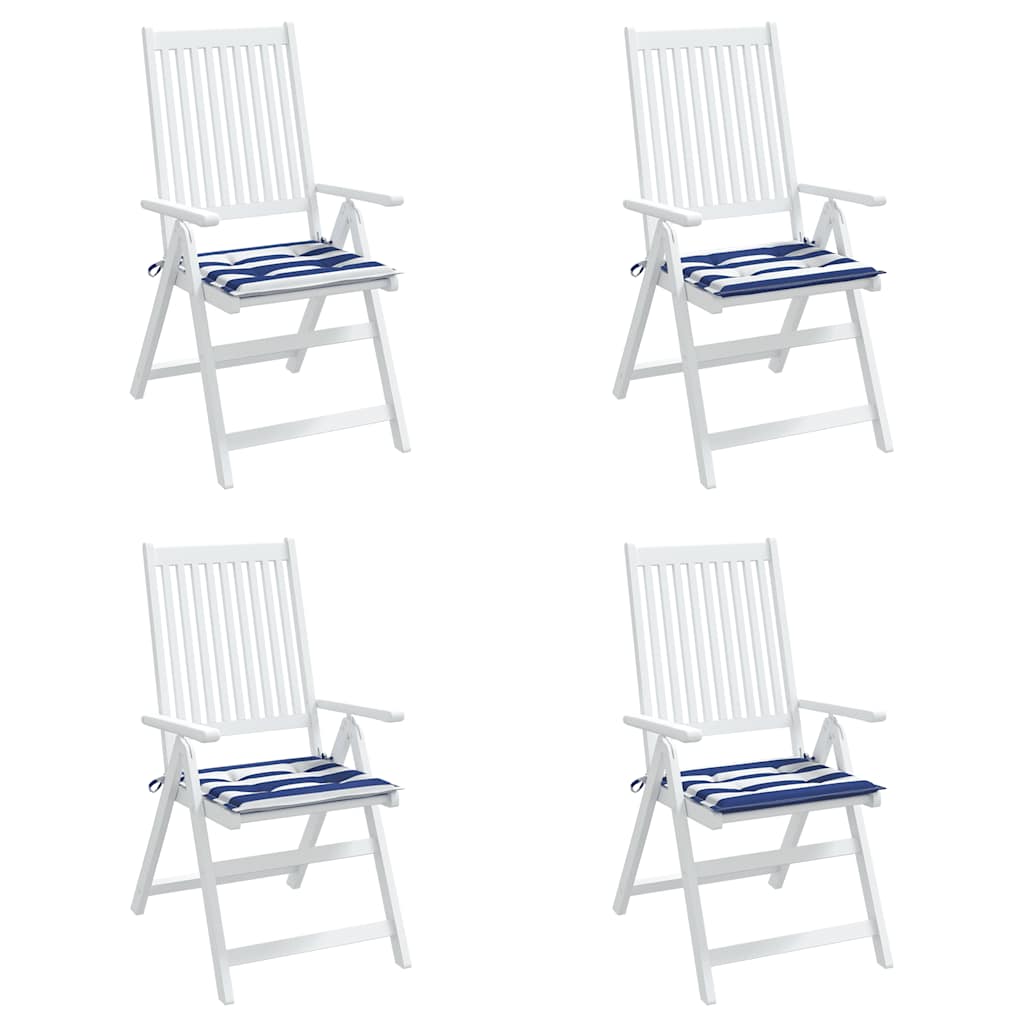 Cuscini per Sedia 4 pz Strisce Bianche e Blu 40x40x3 cm Tessuto 361012
