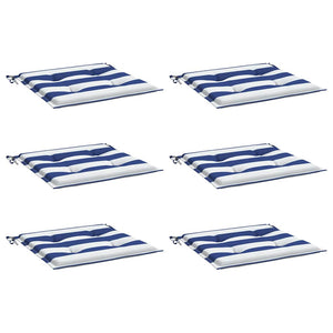 Cuscini per Sedia 6 pz Strisce Bianche e Blu 40x40x3 cm Tessutocod mxl 94485