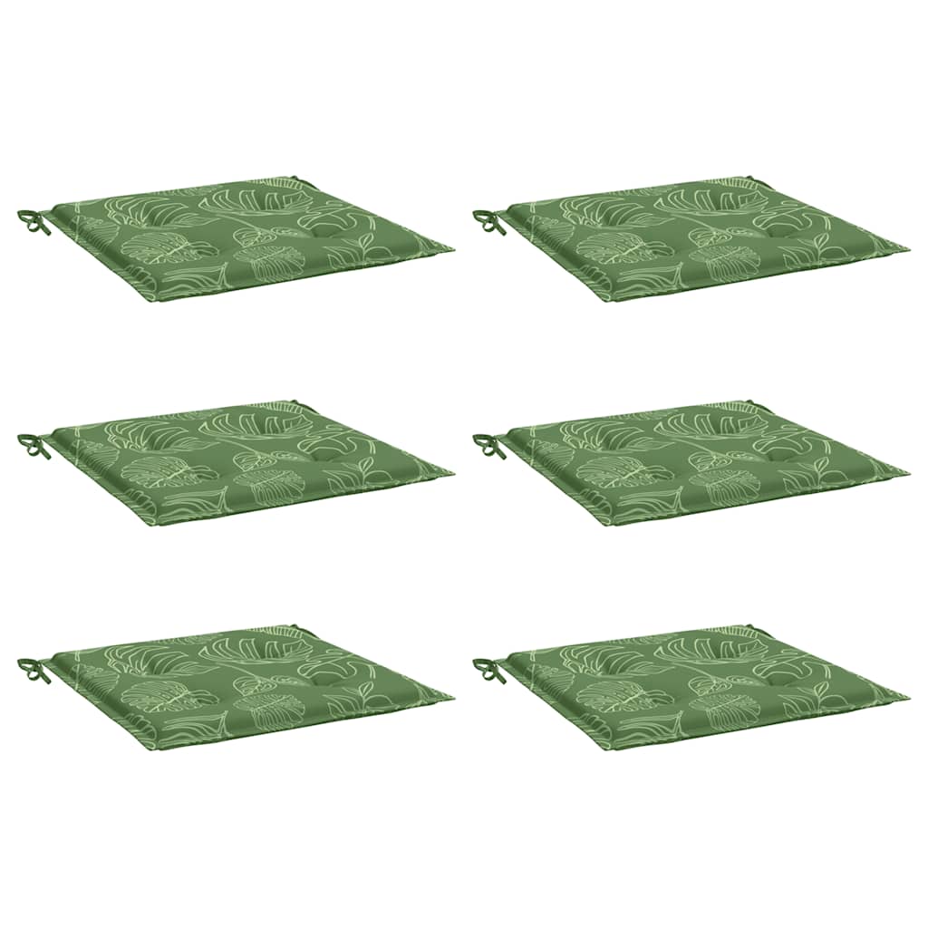 Cuscini per Sedia 6 pz Motivo a Foglie 40x40x4 cm Tessuto