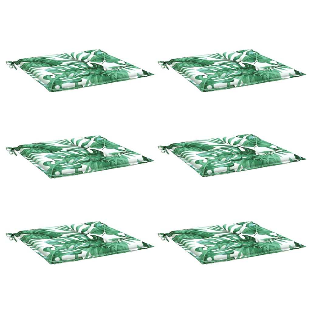 Cuscini per Sedia 6 pz Motivo a Foglie 50x50x3 cm in Tessuto 361070