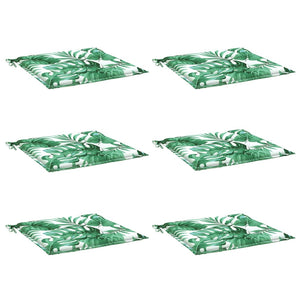 Cuscini per Sedia 6 pz Motivo a Foglie 50x50x3 cm in Tessuto 361070