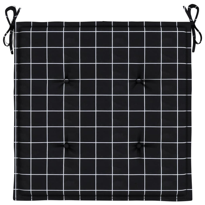 Cuscini per Sedia 4 pz Motivo a Quadri Nero 50x50x3cm Tessuto 361081