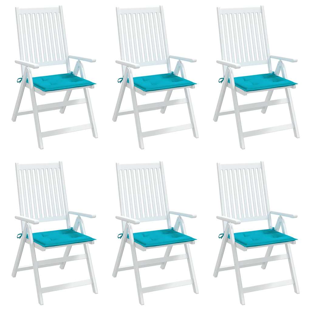 Cuscini per Sedia 6 pz Turchese 50x50x4 cm in Tessuto