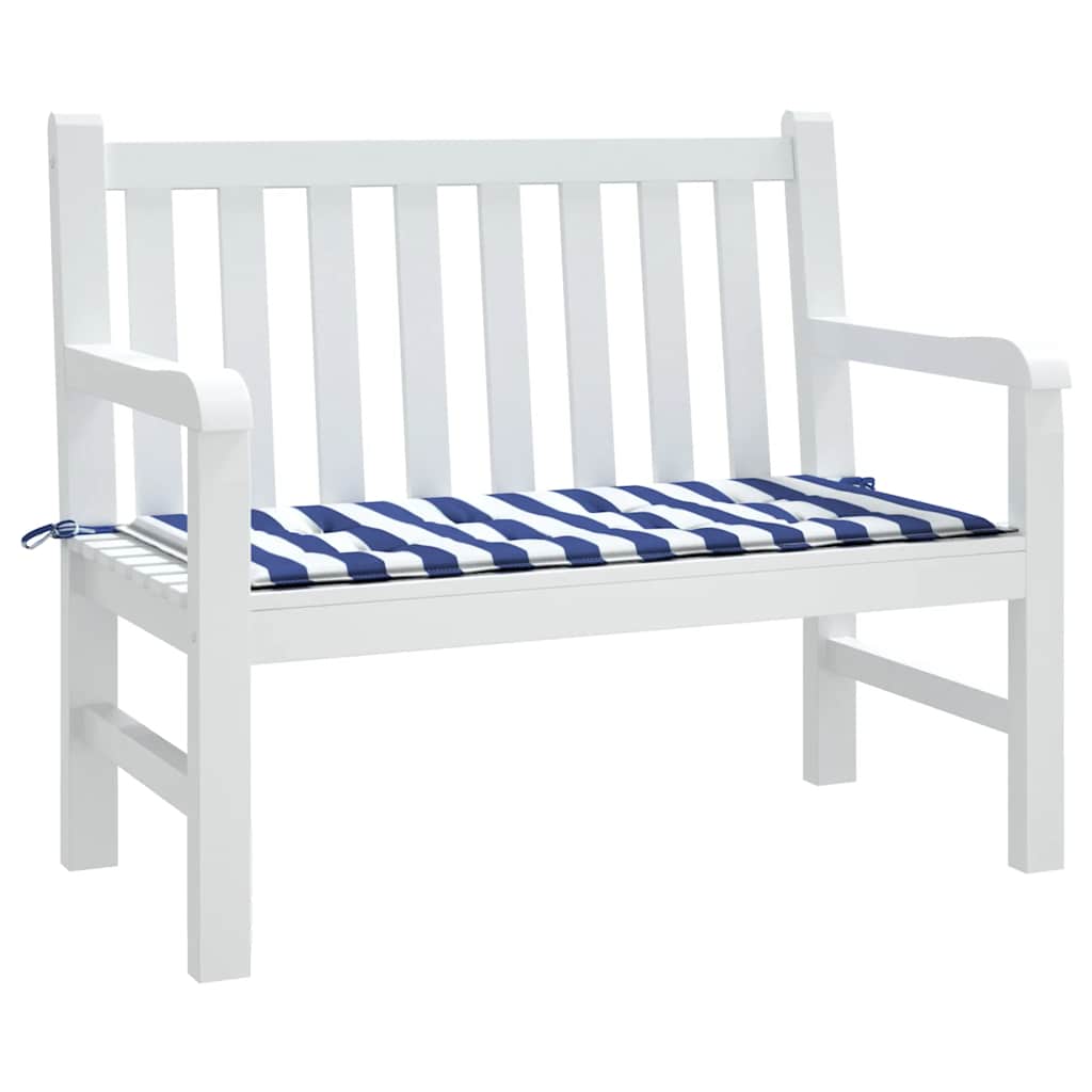 Cuscino Panca Giardino Bianco e Blu 120x50x4 cm Tessuto Oxford 361135