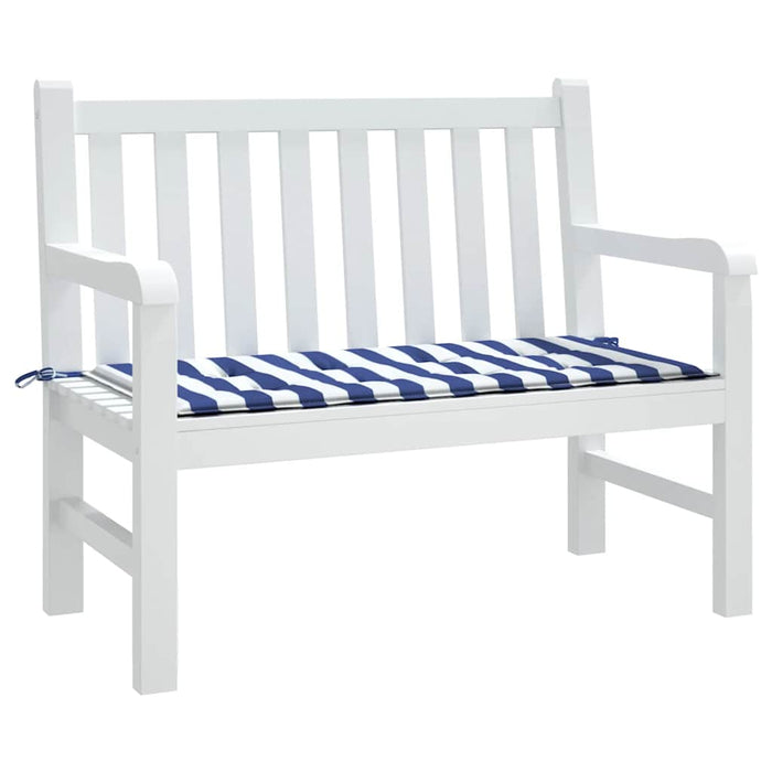 Cuscino Panca Giardino Bianco e Blu 120x50x4 cm Tessuto Oxford 361135