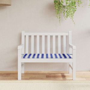 Cuscino Panca Giardino Bianco e Blu 120x50x4 cm Tessuto Oxford 361135