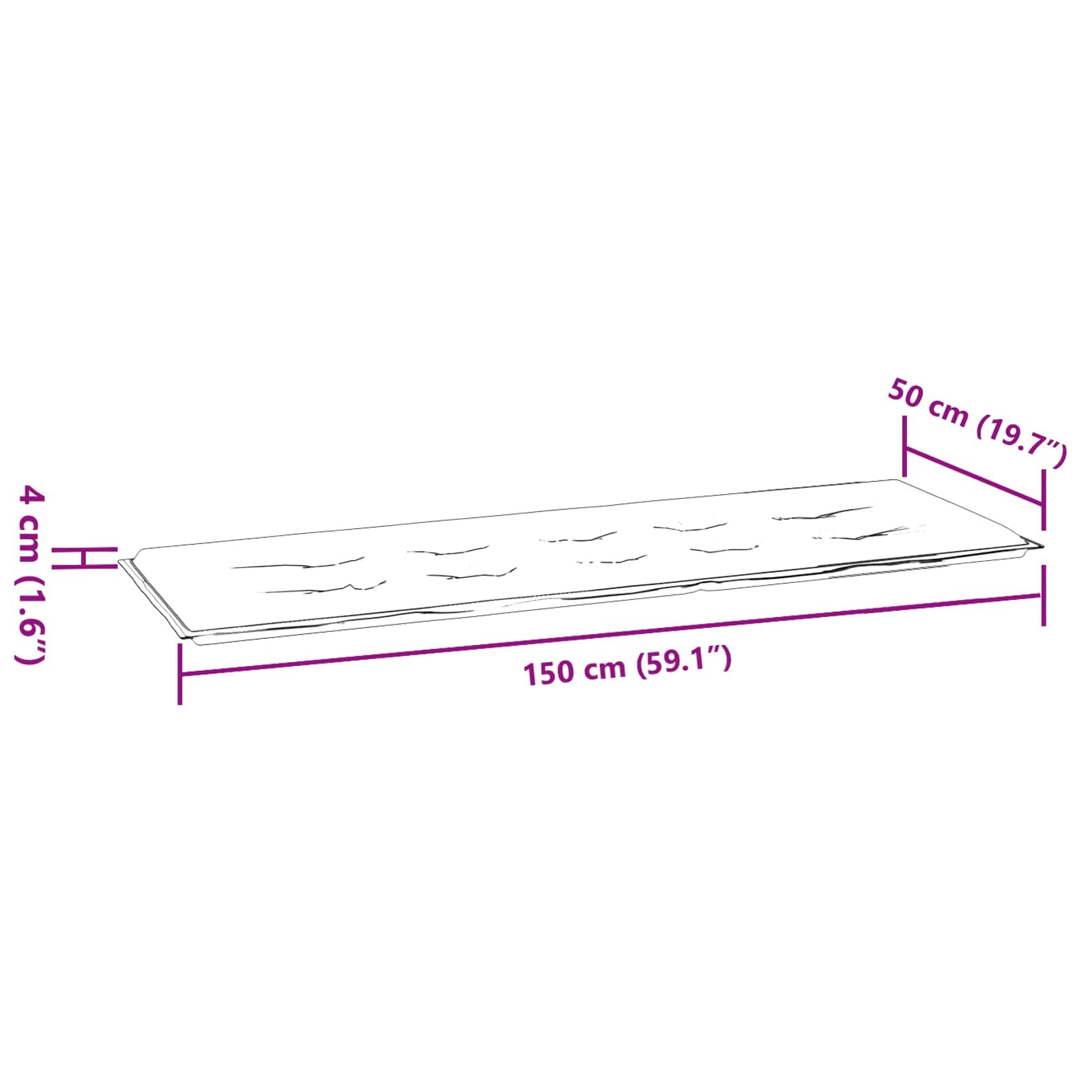 Cuscino per Panchina da Giardino Floreale Verde 150 x 50 x 4 cm 361154